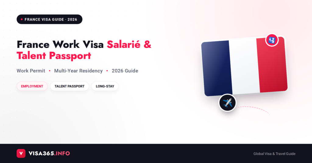 France Work Visa (Salarie and Talent Passport) 2026 complete guide feature image with French flag