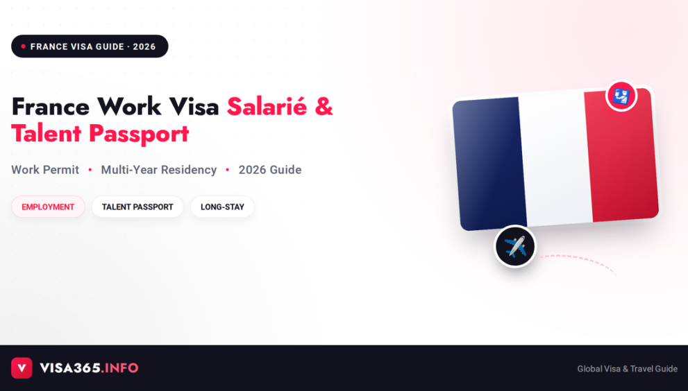 France Work Visa (Salarie and Talent Passport) 2026 complete guide feature image with French flag